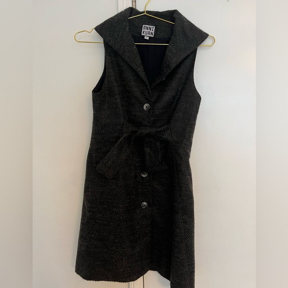 Anni Kuan grey tweed collared dress